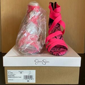 Neon Pink Snakeskin Heels